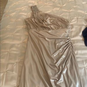 Bronze Shimmer one shoulder dress